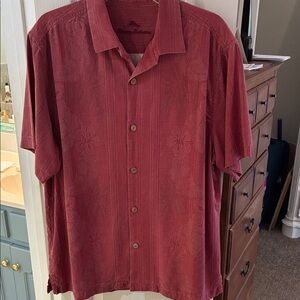 Tommy Bahama Men's 100-% Silk Tropical Floral Textured Button Down Shirt SZ L